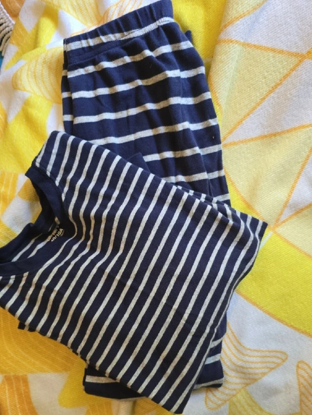 GUC- Carter's Navy and Gray  Striped Long-Sleeve Pajama Set, Size 10